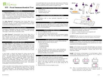 FIT - Fecal Immunochemical Test - BTNX Inc