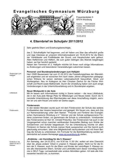 4. Elternbrief im Schuljahr 2011/2012 - Evangelisches Gymnasium ...