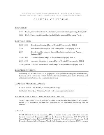 Curriculum Vitae (external file) - Woods Hole Oceanographic ...