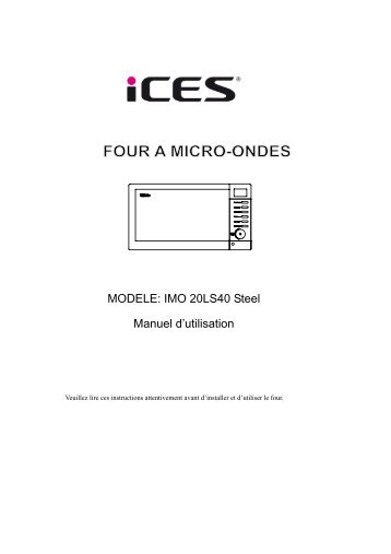 MODELE: IMO 20LS40 Steel Manuel d'utilisation - Ices Electronics