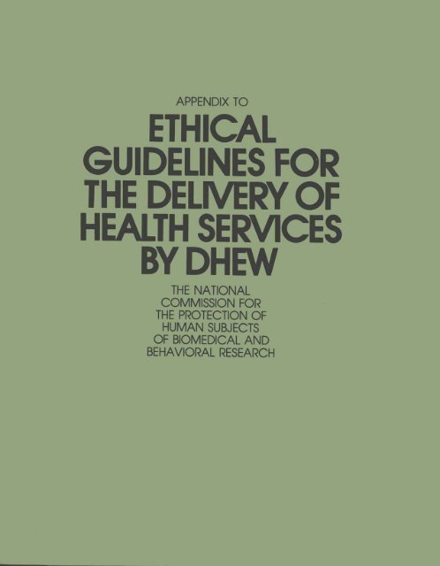 Appendix to Ethical Guidelines for the Delivery of Health Services by ...