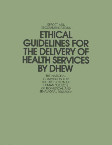 ethical guidelines for the delivery of health services by dhew