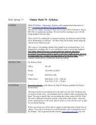 Math 070 OL3 - Online Elementary Algebra