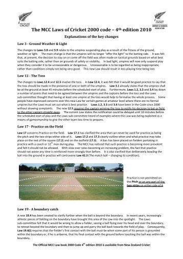 The MCC Laws of Cricket 2000 code- 4th edition 2010