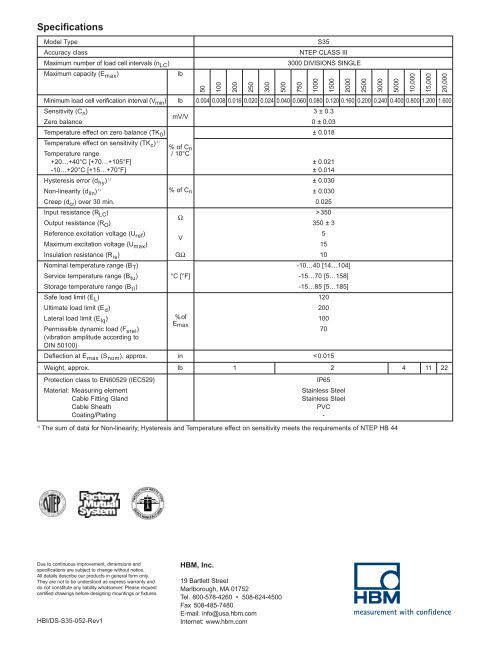 Load Cell Data Sheet