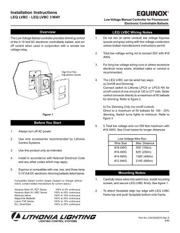 LEQ LVBC Instruction Sheet - Synergy Lighting Controls