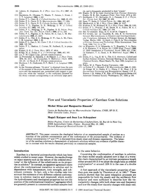 Flow and Viscoelastic Properties of Xanthan Gum Solutions