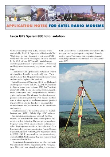 APPLICATION NOTES FOR SATEL RADIO MODEMS