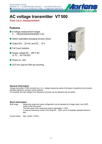 VT500-00- Prospekt - Martens Elektronik GmbH