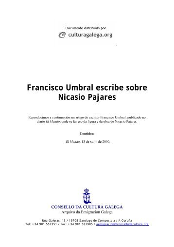 Francisco Umbral escribe sobre Nicasio Pajares