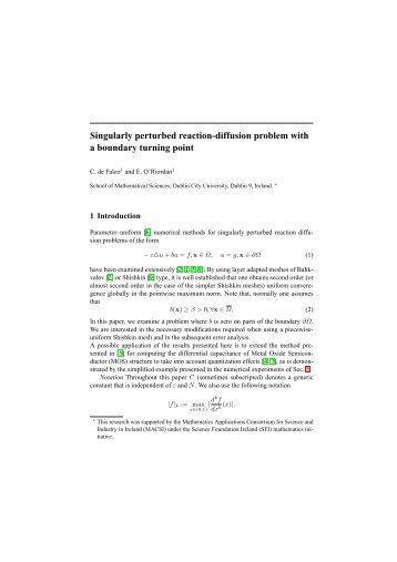 Singularly perturbed reaction-diffusion problem with a ... - DCU