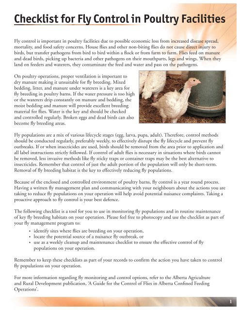 Checklist For Fly Control In Poultry Facilities Agriculture And