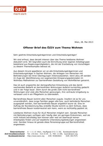 Offener Brief - Ãsterreichischer Zivil-Invalidenverband