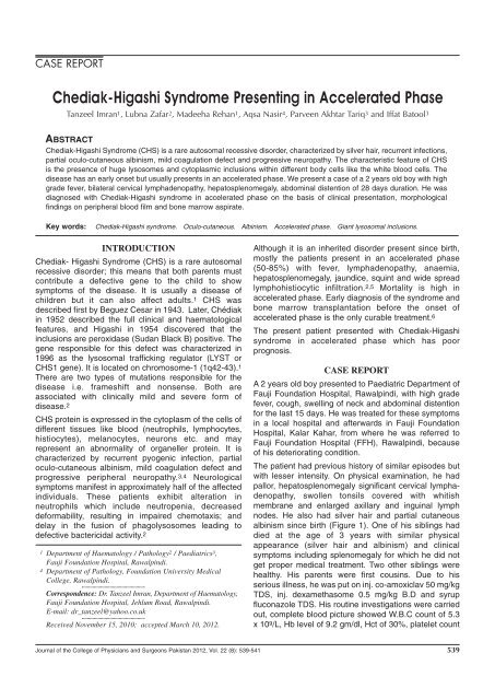 Chediak-Higashi Syndrome Presenting in Accelerated Phase