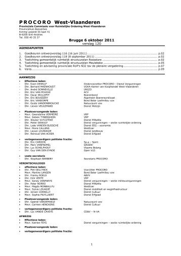verslag nr. 120 - vergadering van 6 oktober 2011 - Provincie West ...