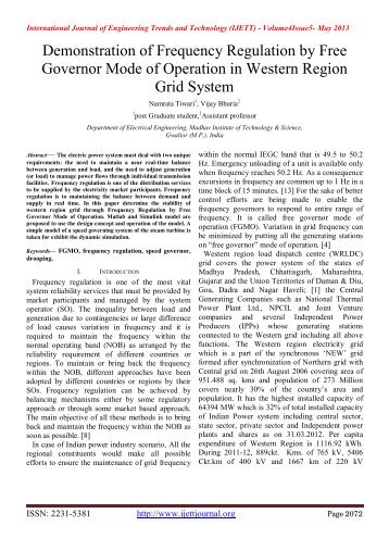 Demonstration of Frequency Regulation by Free Governor Mode of ...