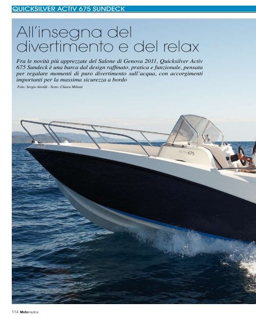Prova Activ 675 Sundeck - Rivista: Motonautica - Quicksilver Boats
