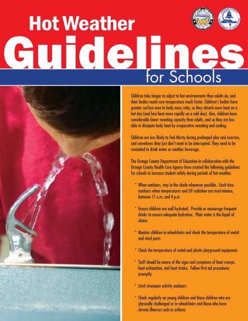 Hot Weather Guidelines for Schools - Washtenaw County