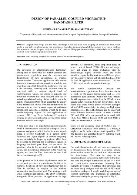 Design of Parallel Coupled Microstrip Bandpass Filter - IRNet Explore