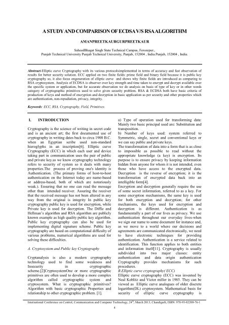 a study and comparison of ecdsa v/s rsa algorithm - IRNet Explore