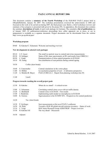 PAZI-2 ANNUAL REPORT 2006 - Pa.op.dlr.de - DLR