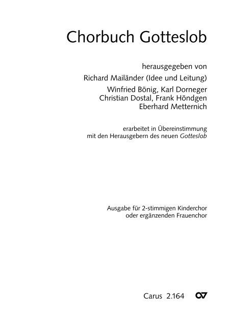 Chorbuch Gotteslob - Carus-Verlag