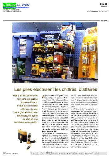 06 fÃ©vrier "Les piles Ã©lectrisent les chiffres d'affaires" - Corepile