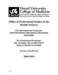 Office of Professional Studies in the Health Sciences - Drexel ...