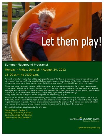 Summer Playground Programs! - Genesee County Parks and ...