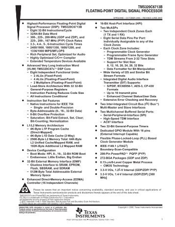 TMS320C6713B Floating-Point Digital Signal Processor (Rev. B)