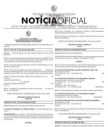 NOTÃƒÂCIAOFICIAL - Prefeitura Municipal de Barra Mansa