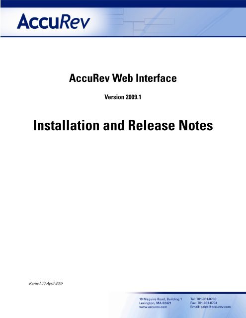 AccuRev Web GUI Installation and Release Notes