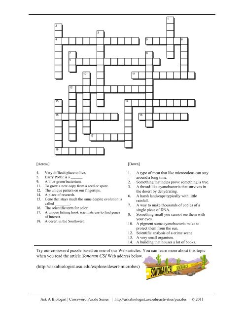 Crossword (PDF) - Ask A Biologist