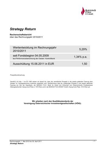 Strategy Return - BAWAG PSK Chartmix