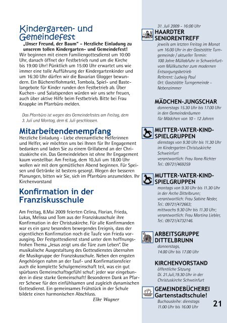 neueste Ausgabe Ihres Blattes - Citykirche Schweinfurt
