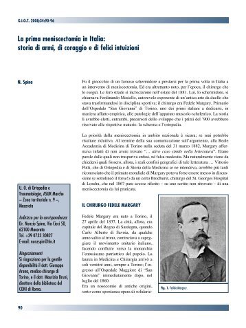 La prima meniscectomia in Italia: storia di armi, di coraggio e di felici ...