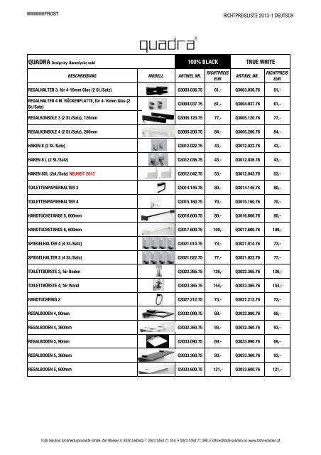 Preislisten - Frost 2013 - Total Solution