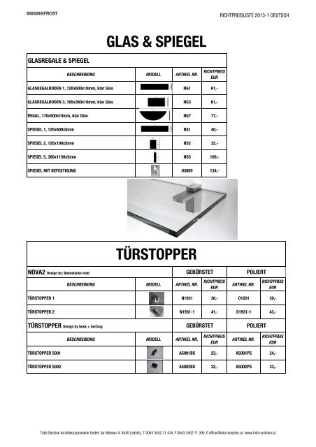 Preislisten - Frost 2013 - Total Solution