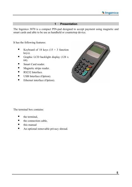 Ingenico 3070 User guide - BarcodeMuseum.com