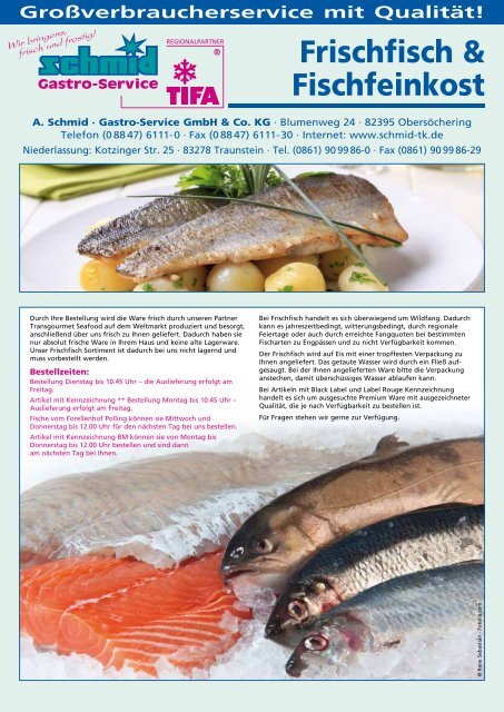 Frischfisch & Fischfeinkost - schmid Gastro-Service