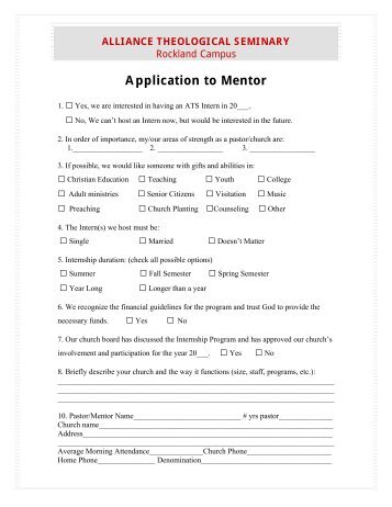 Application to Mentor - Nyack College