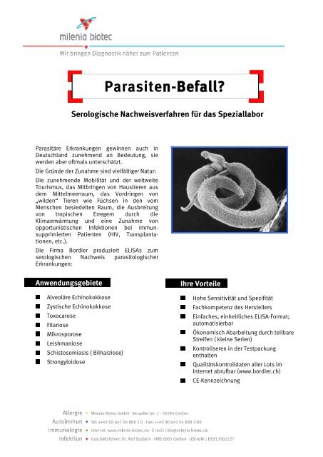 Flyer Parasitologie - Milenia Biotec GmbH