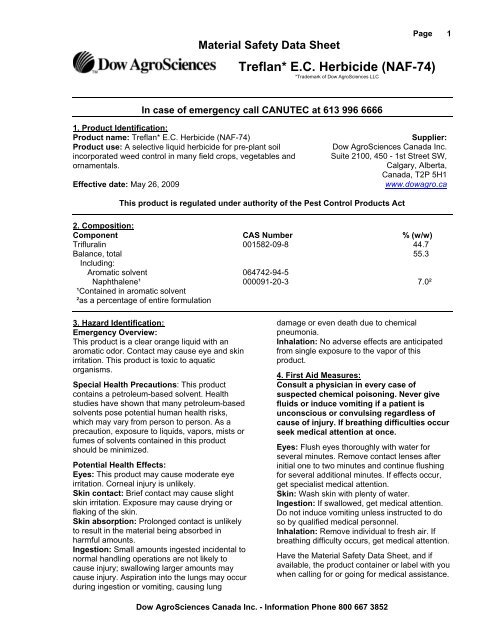 Treflan* E.C. Herbicide (NAF-74)