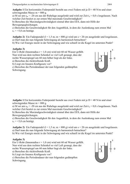 mechanischen Schwingungen II