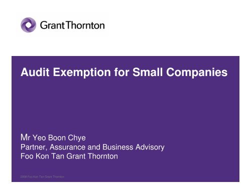 Audit Exemption for Small Companies - ACRA