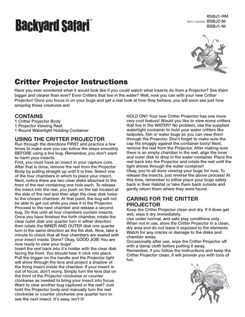 Backyard Safari Critter Projector Summit Products
