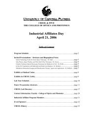 Industrial Affiliates Day 2006 Invited Presentation - CREOL ...