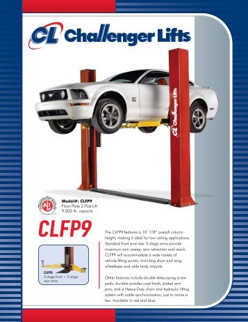 CLFP9 The CLFP9 features a 10' 7/8â overall ... - Challenger Lifts