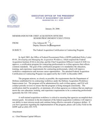 Memorandum for Chief Acquisition Officers ... - The White House