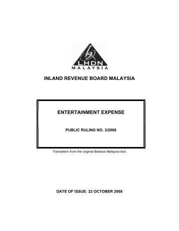 INLAND REVENUE BOARD MALAYSIA ENTERTAINMENT EXPENSE